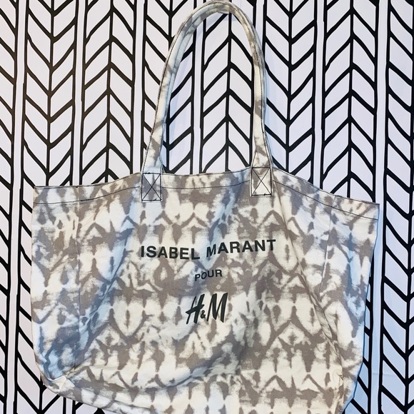 Isabel Marant Pour H&M Sustainable Fashion Reusable Large Tie Dye Canvas Tote - Picture 5 of 6